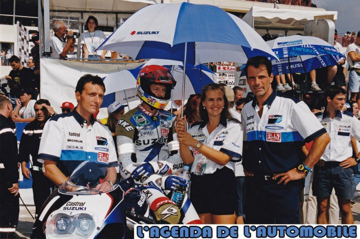 Jehan d'Orgeix, Terry Rymer et Christian Lavieille (Suzuki), vainqueurs du dernier Bol d'Or disputé en 1999 sur le circuit Paul-Ricard.